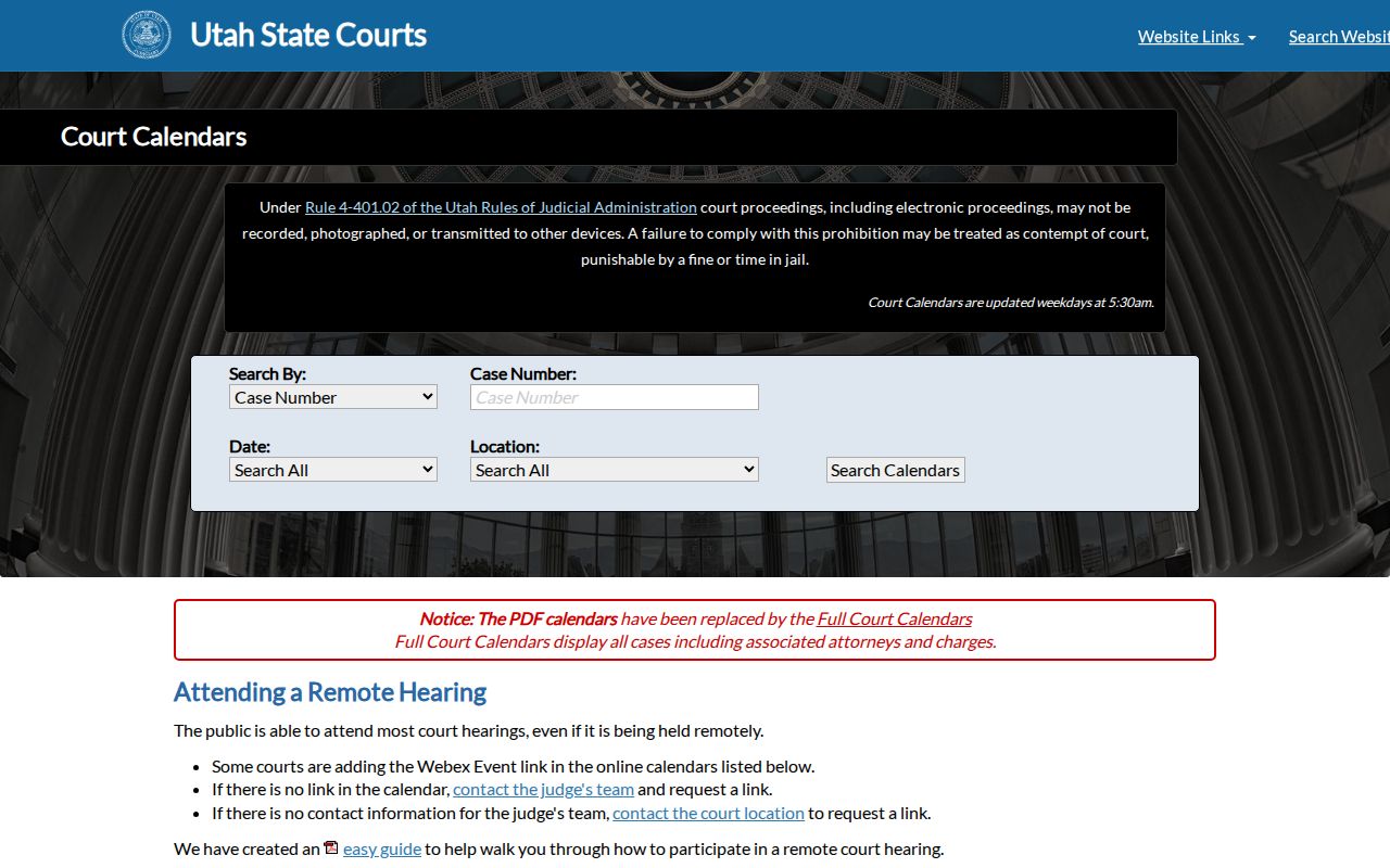 Iron County court dates District and Justice calendar choices
