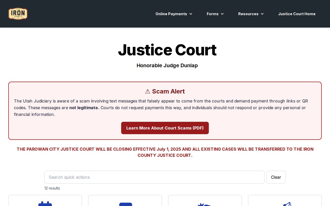 Parowan court docket current Iron County Justice Court service