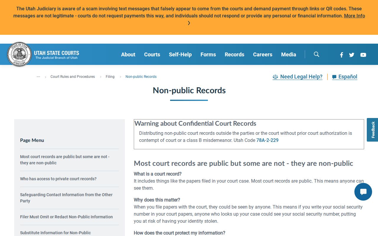 Iron County court record search private protected and sealed records