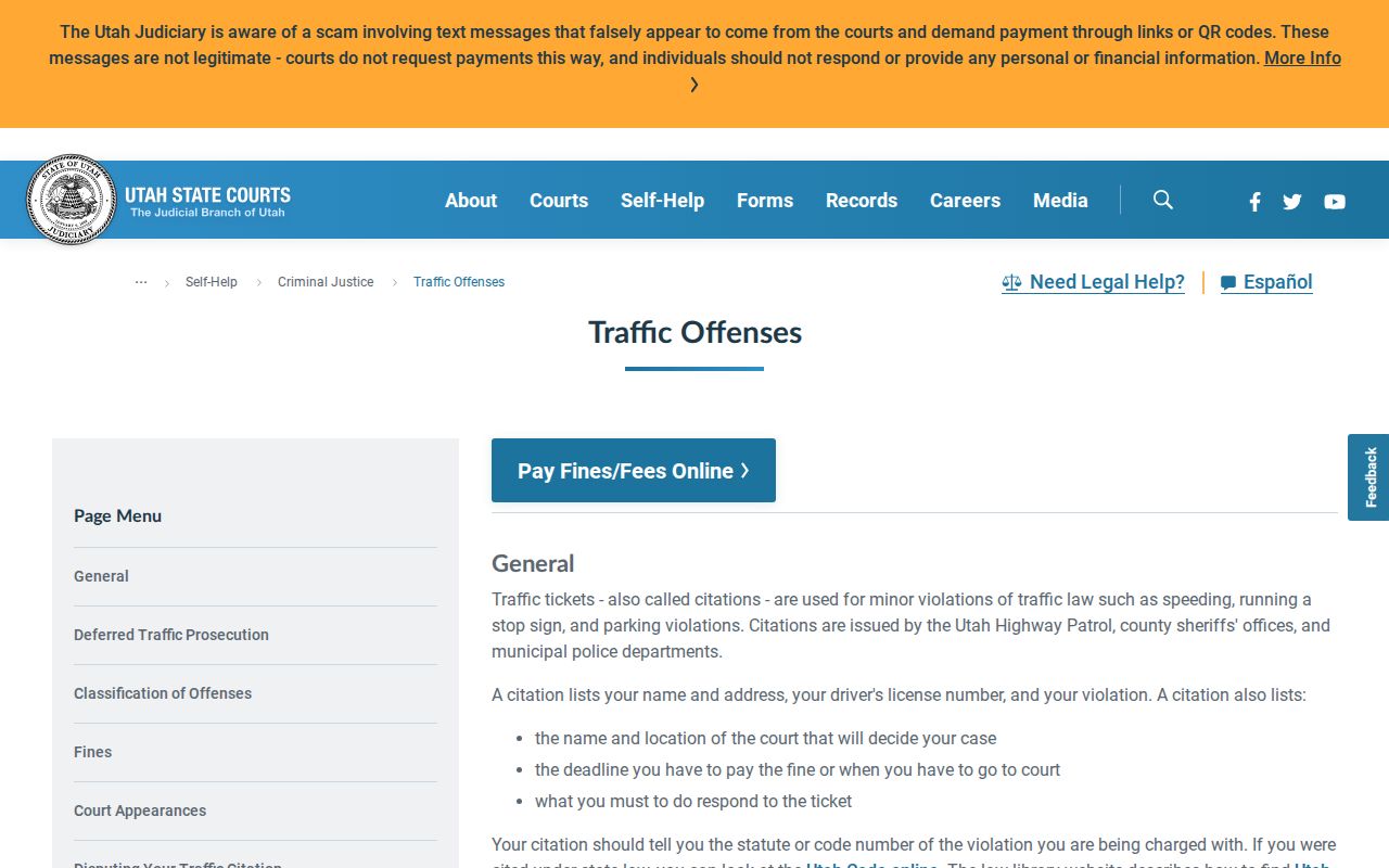 Iron County traffic court records and Utah traffic process